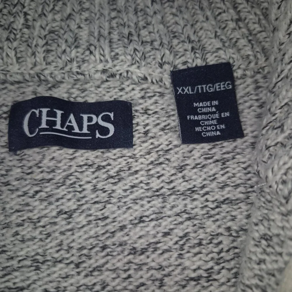 Chaps Men’s XXL Gray Quarter Zip Sweater Pullover Ribbed Collar Long Sleeve